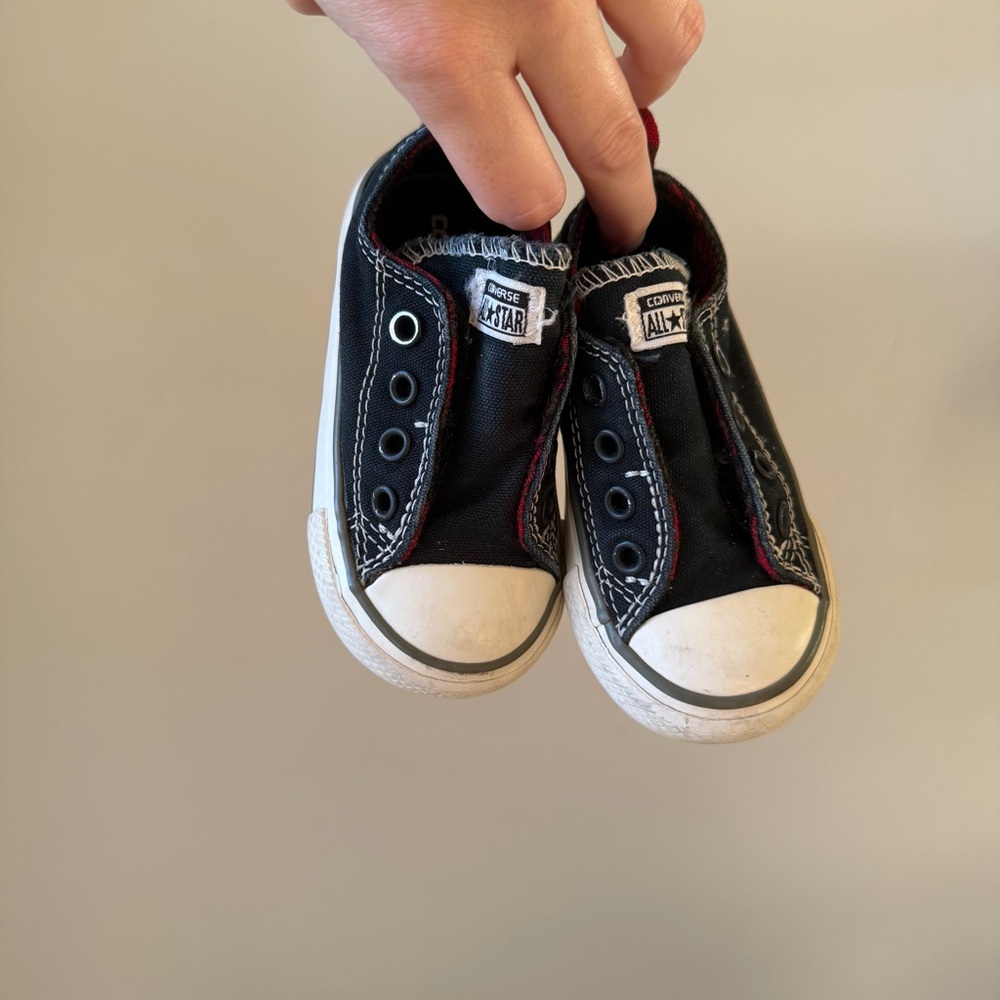 Converse Kids Black and White Slip-On Low-Top Sneakers